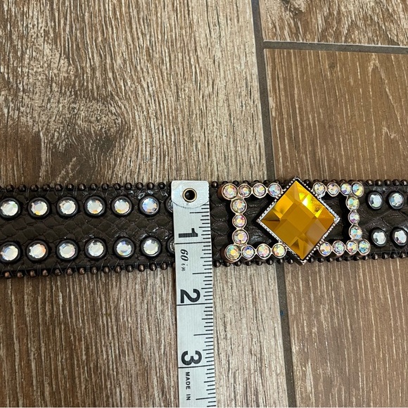 Rhinestones Brown Leather Western Belt main image 5